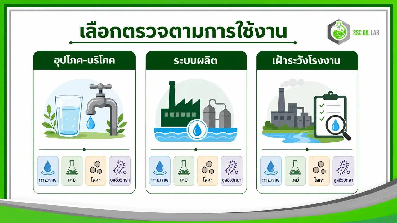 อินโฟกราฟิกแยกการตรวจน้ำบาดาลสำหรับอุปโภคบริโภค ระบบผลิต และเฝ้าระวังโรงงาน